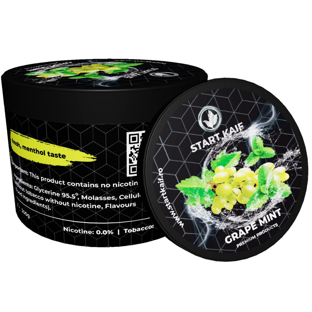 Aroma Narghilea StartKaif, Grape Mint, din celuloza, fara nicotina sau tutun, 200g